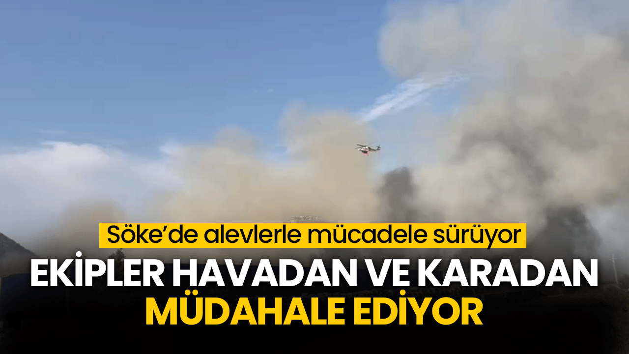 Söke’de alevlerle mücadele sürüyor! Ekipler havadan ve karadan müdahale ediyor