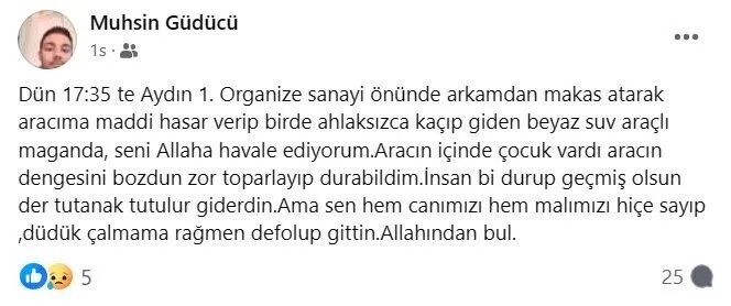 ALLAH'INDAN BUL: Kızgın sürücü sosyal medyada ateş püskürdü