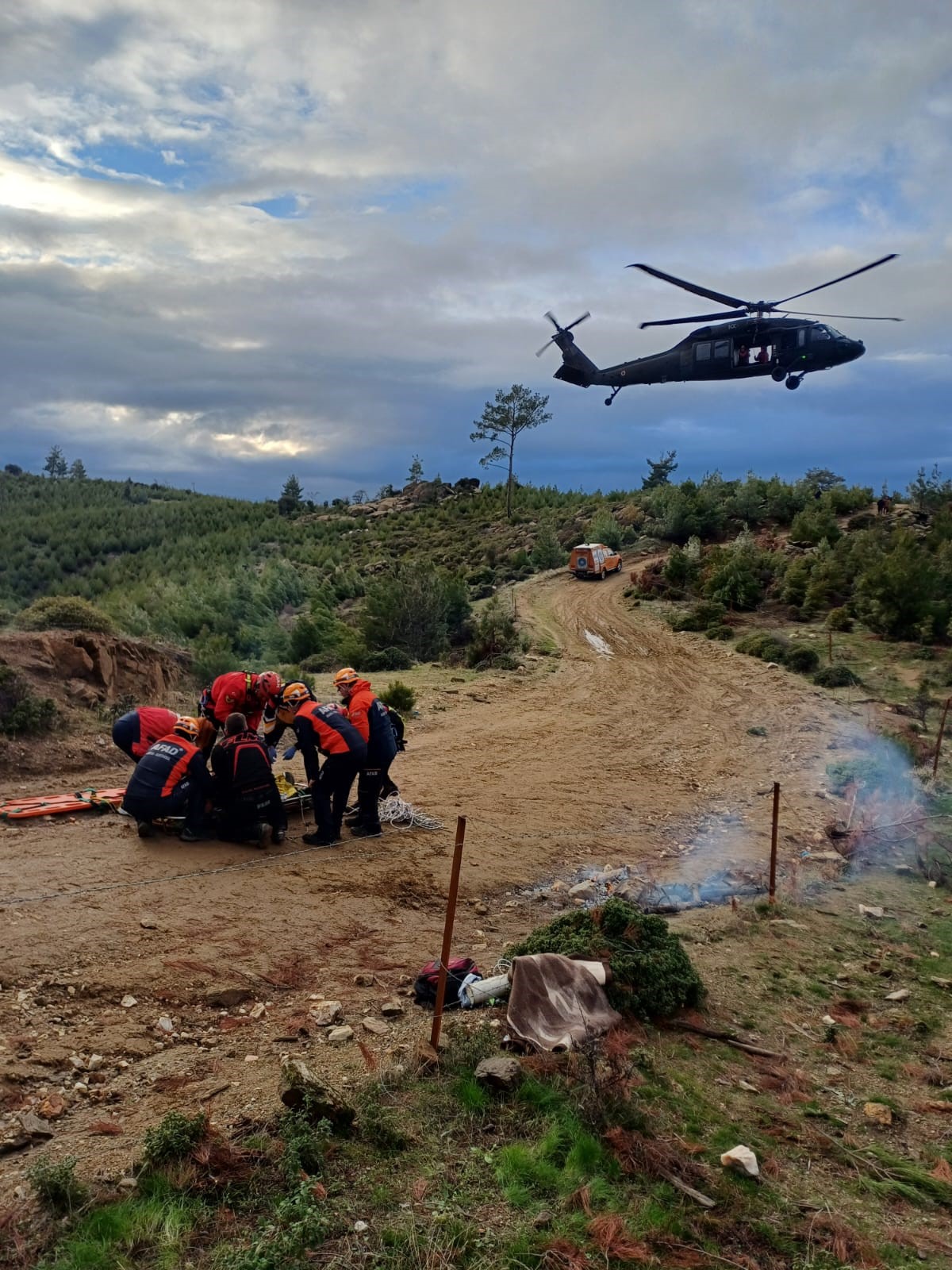 Nazilli’de kaza yapan motokrosçu askeri helikopterle kurtarıldı