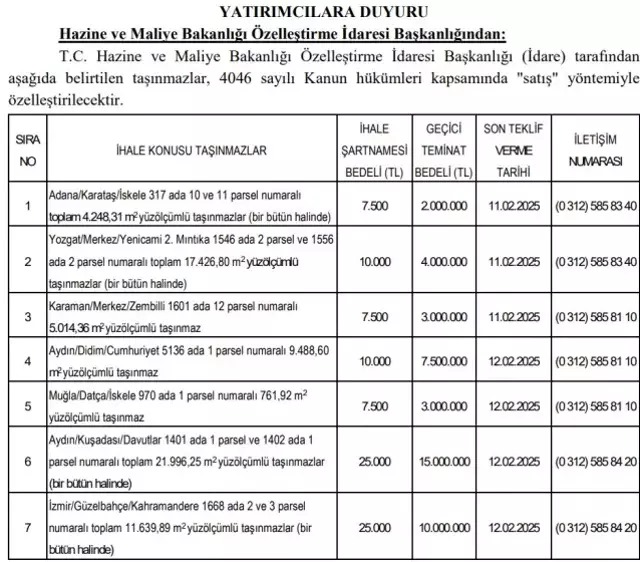 Aydın'da kamuya ait mülkler satılacak! Resmi Gazete'de yayımlandı