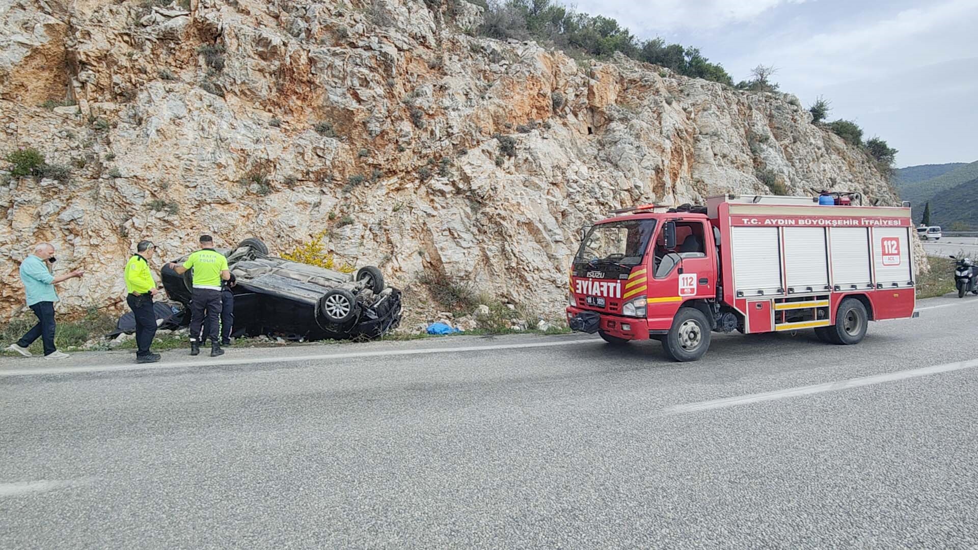 Aydın'da aşırı hız kaza getirdi! Virajı alamayan otomobil takla attı