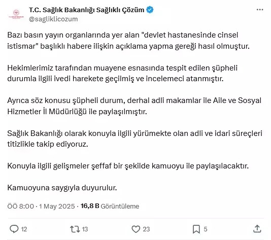 Devlet hastanesinde 9 yaşındaki çocuğa cinsel istismar! 26 kişi hakkında soruşturma başlatıldı