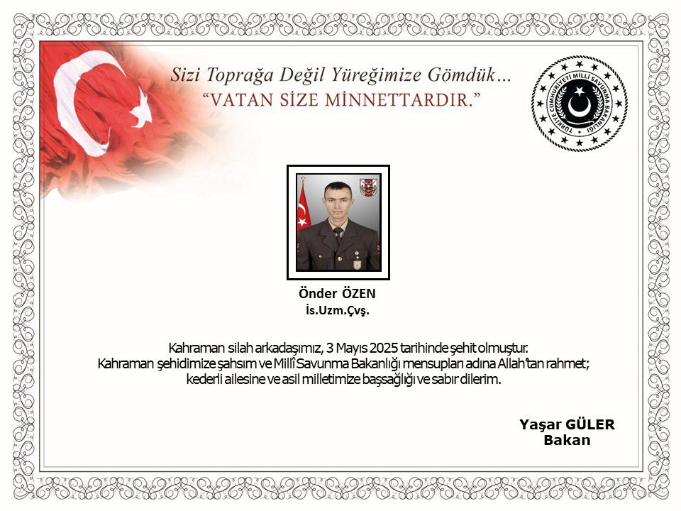 Bakanlık acı haberi duyurdu: 1 asker şehit oldu