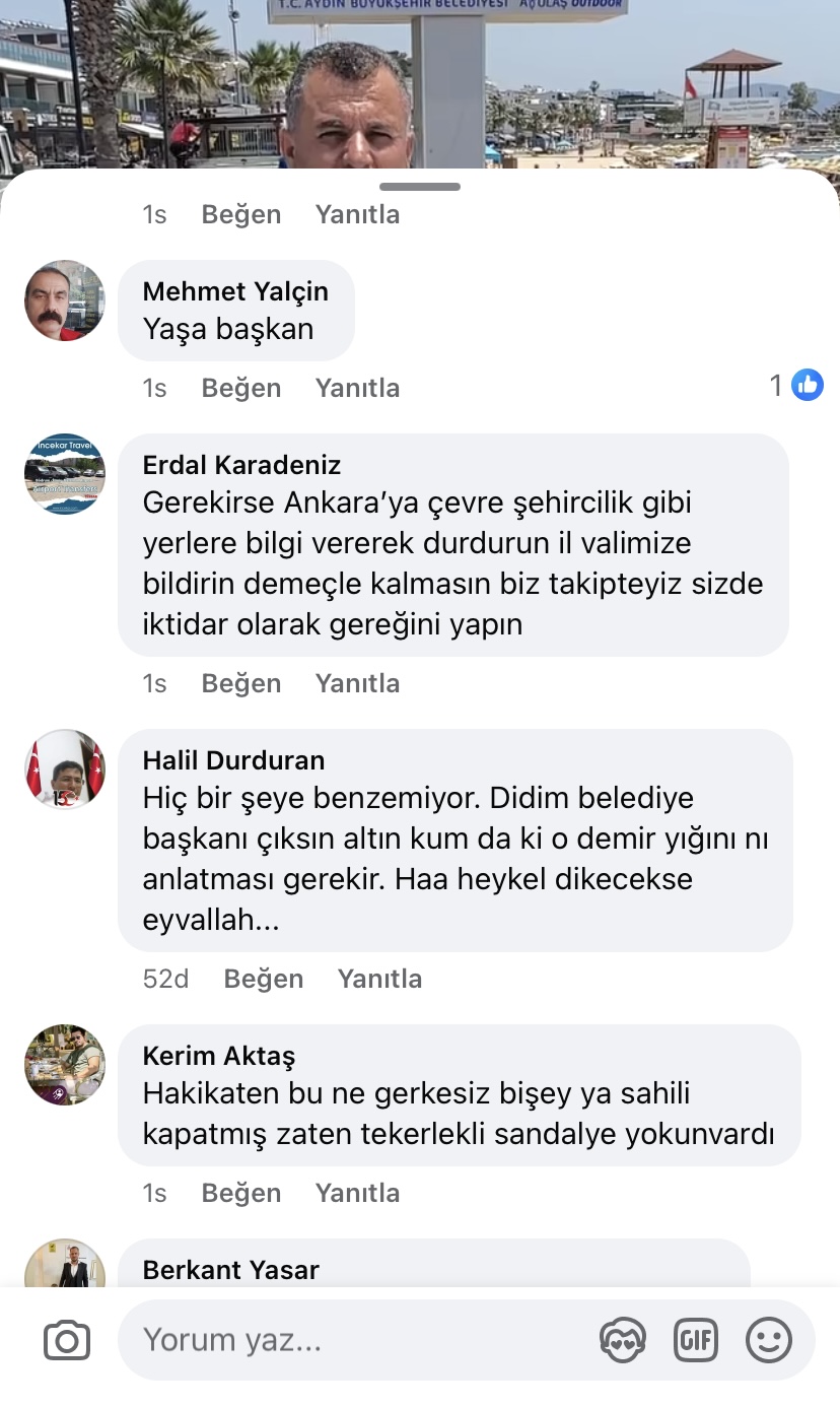 Didim Belediyesinin Plaj Projesi Tepki Gordu Baskan Akkus Derhal Buradan Kaldirilmasini Talep Ediyoruz 573010 Bca05A7A641Ed9C0E49A7Fee29E95Aee