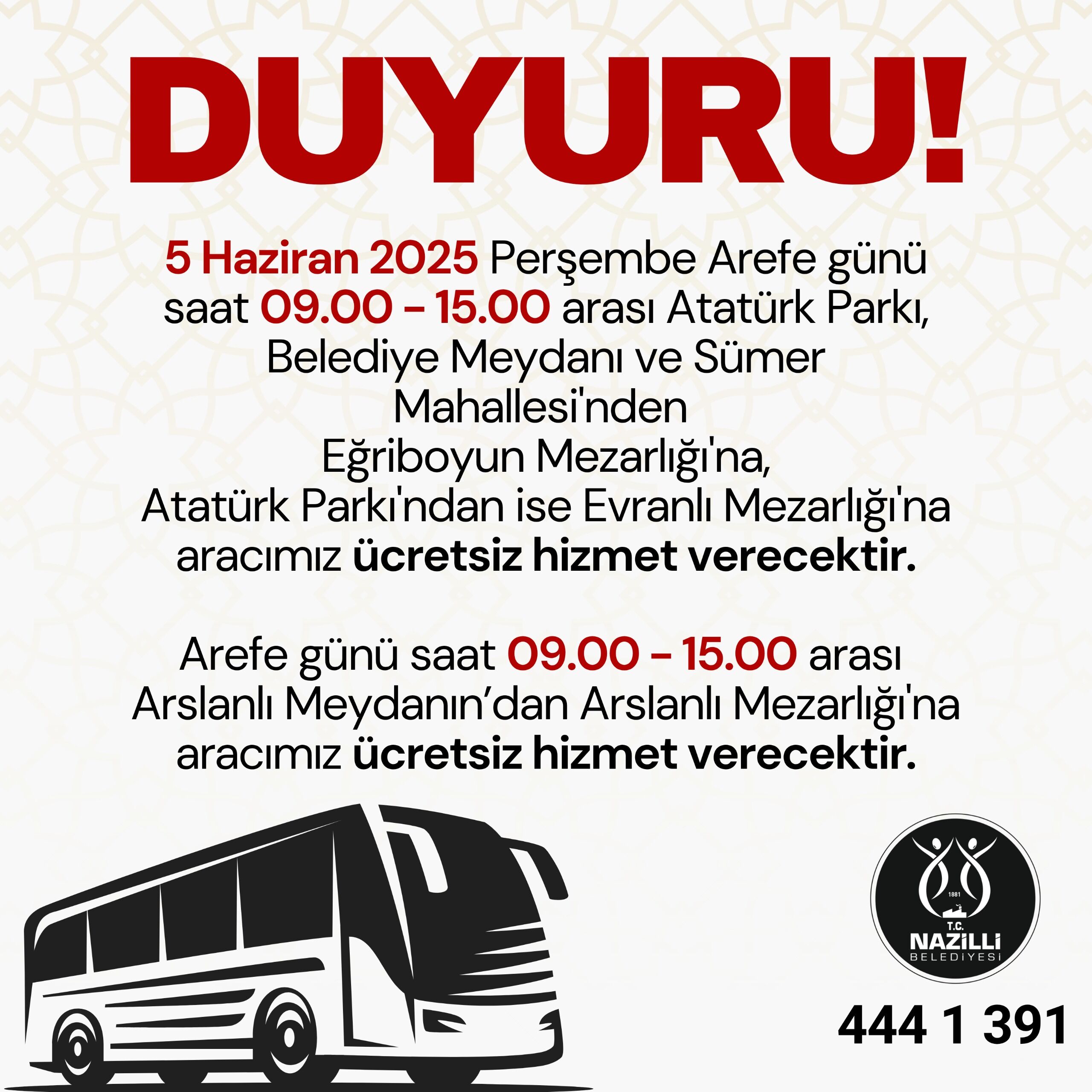 Nazillide Mezarliklara Ucretsiz Servis Kalkacak Otoparklar Bayram Boyu Ucretsiz 572915 0Fbdee625Fabbc9Ff4E3A7D2Ddcf935C