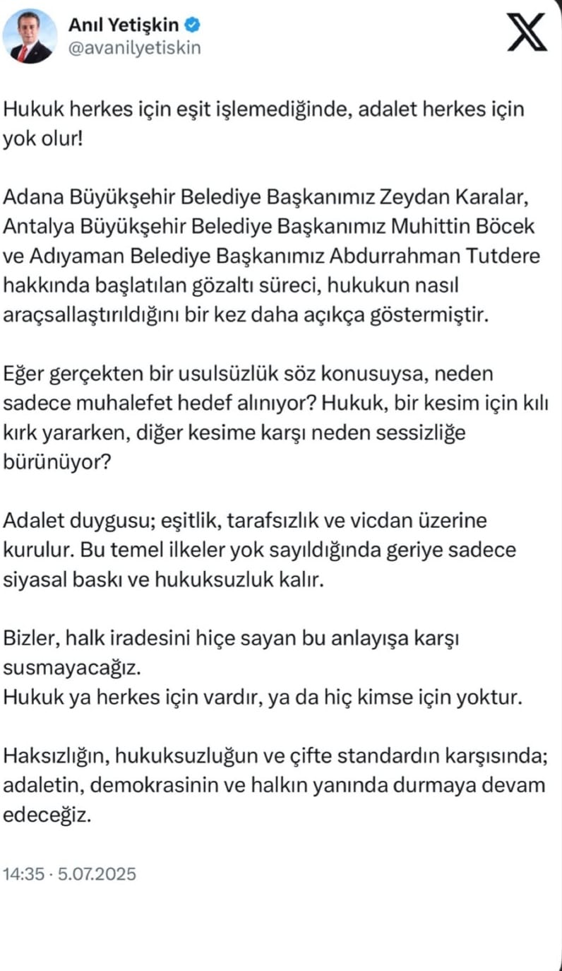Baskan Yetiskinden Hukuksuz Uygulamalara Sert Tepki Hukuk Herkes Icin Esit Degilse Adalet Yok Olur 581171 Ec8Dd510032Df2Aa5E11F54Eecb3A665