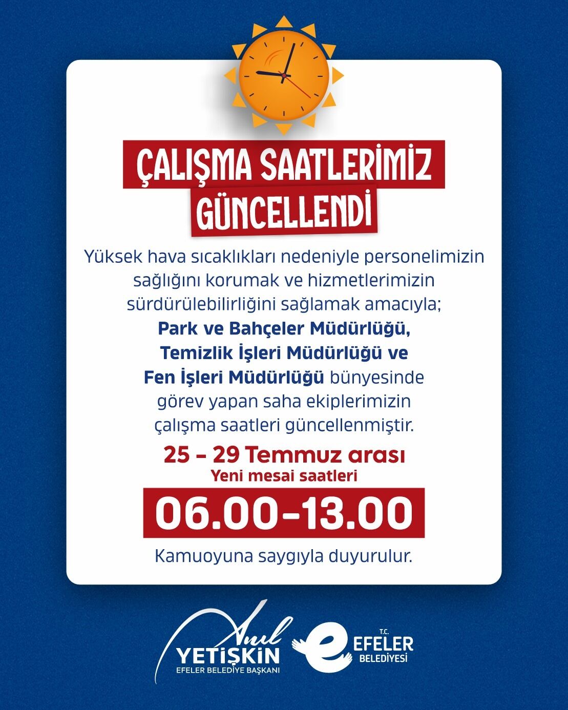Baskan Yetiskinden Sicak Havalara Karsi Onlem Calisma Saatleri Guncellendi 586071 2D02C6B7D811B9F30C36E5F631A0F883