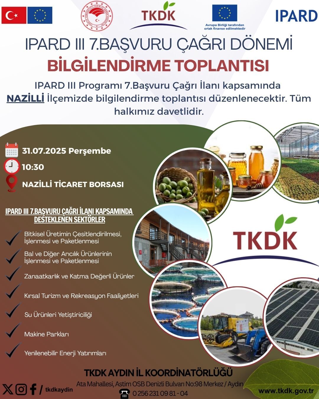 Nazillili üreticiler dikkat! IPARD III destekleri için toplantı yapılacak