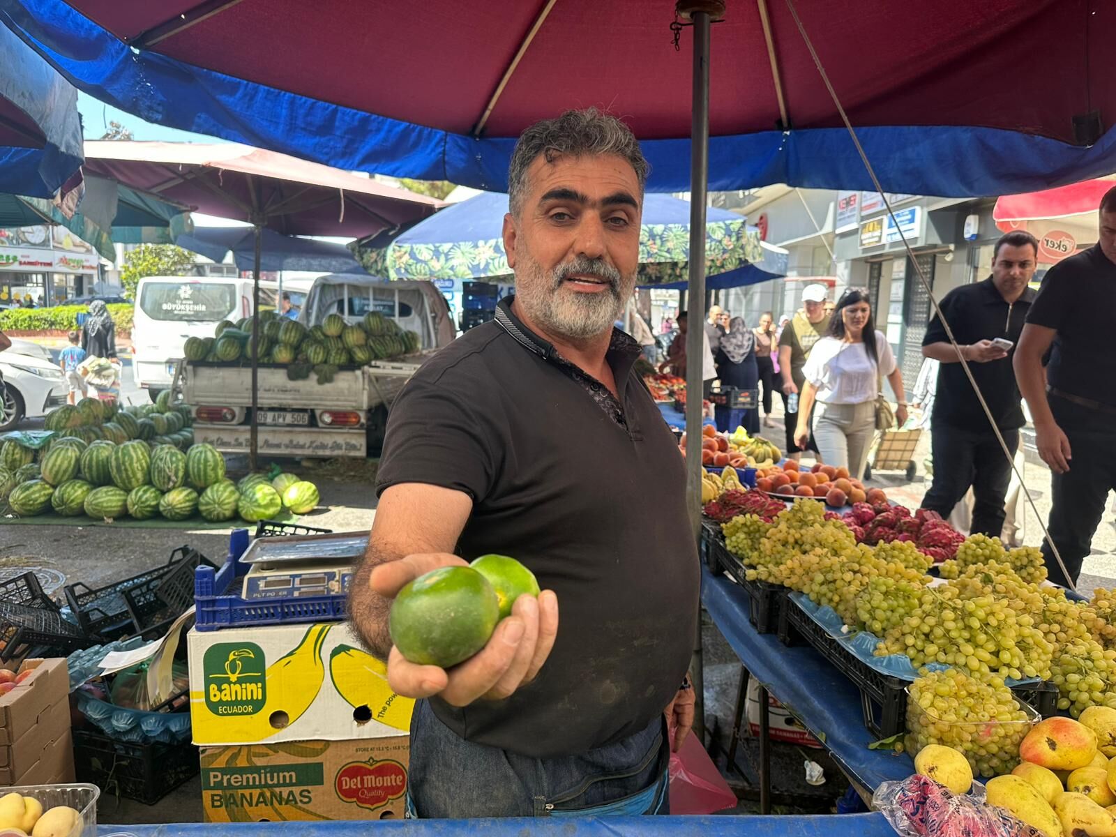 Aydın pazarında mandalina tezgahlardaki yerini aldı