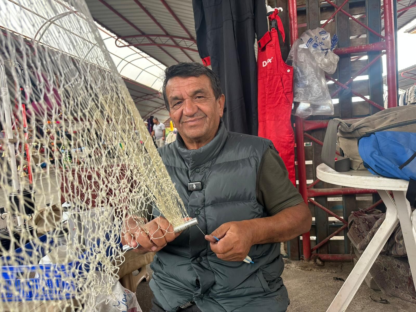Aydın bit pazarında el emeği balık ağı