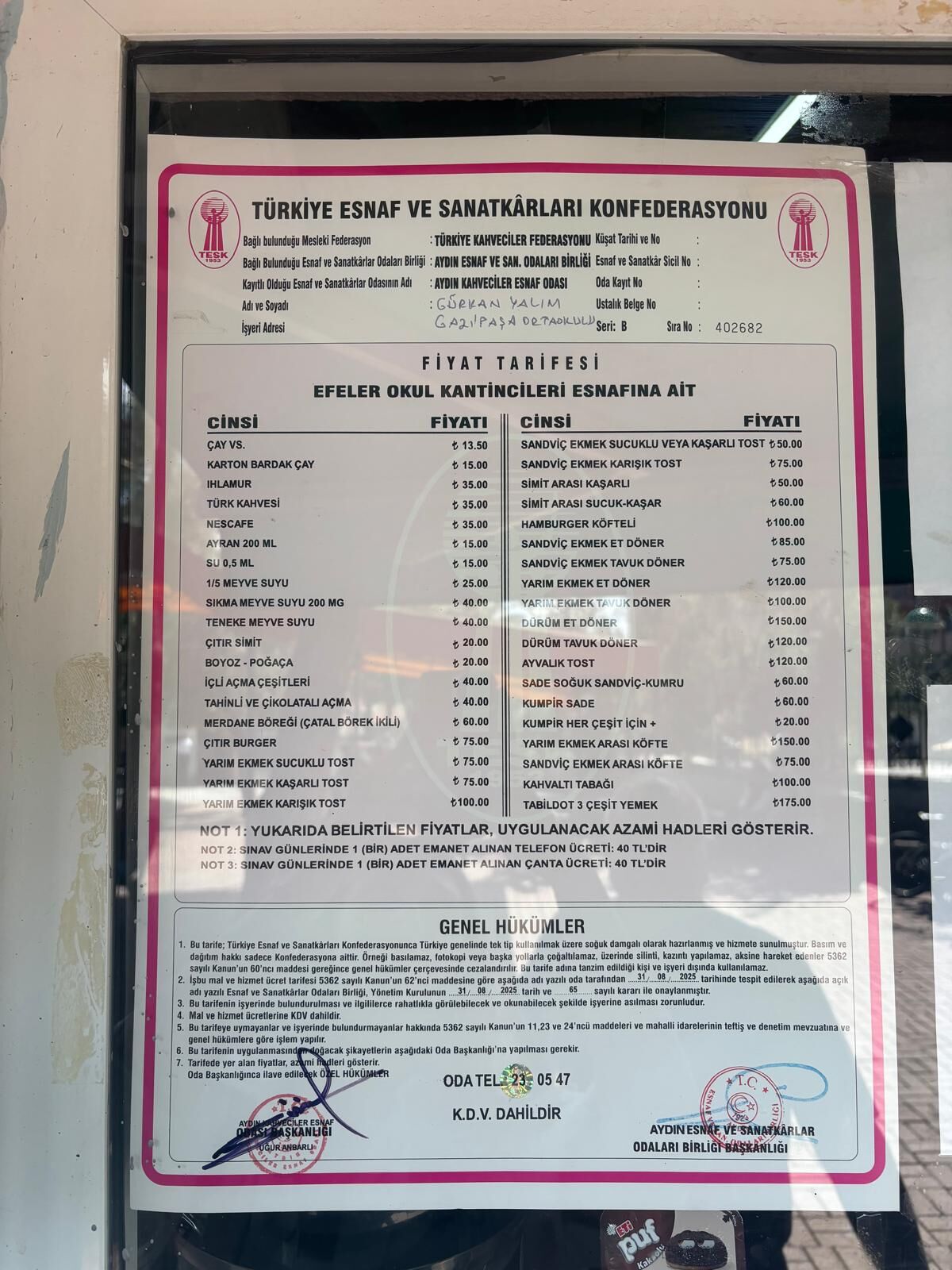 Aydın’da kantinlerde fiyatlar cep dostu oldu