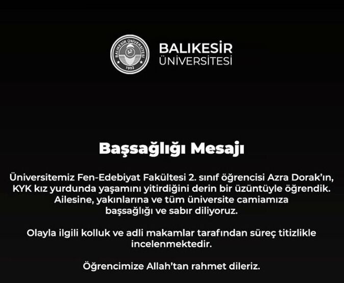 KYK yurdunda korkunç olay! Üniversiteli kız feci şekilde can verdi