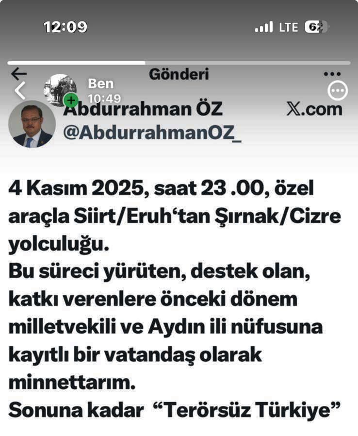Abdurrahman Öz’den ‘Terörsüz Türkiye’ vurgusu