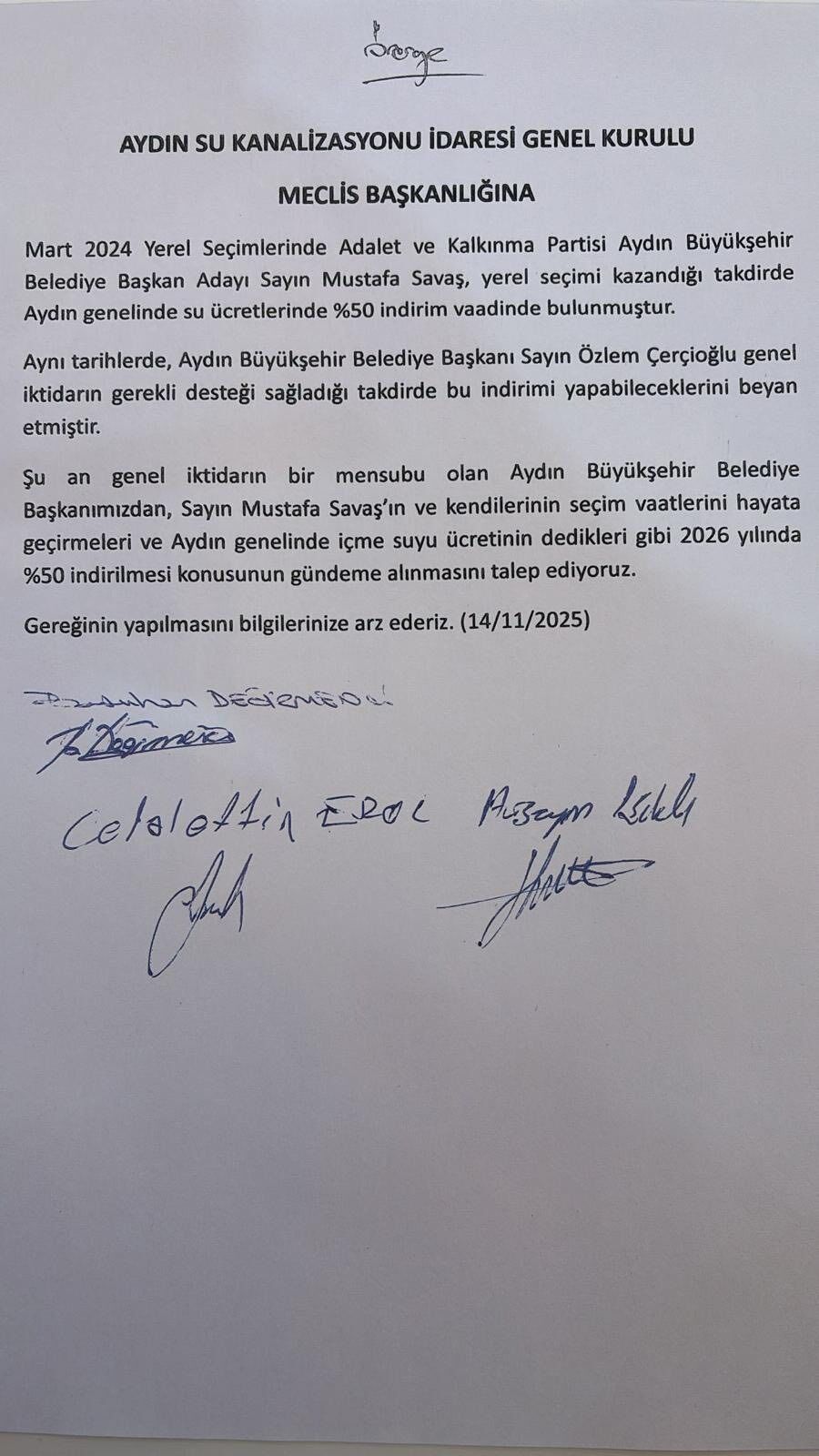 Aydın’da suya indirim önergesi askıda kaldı!