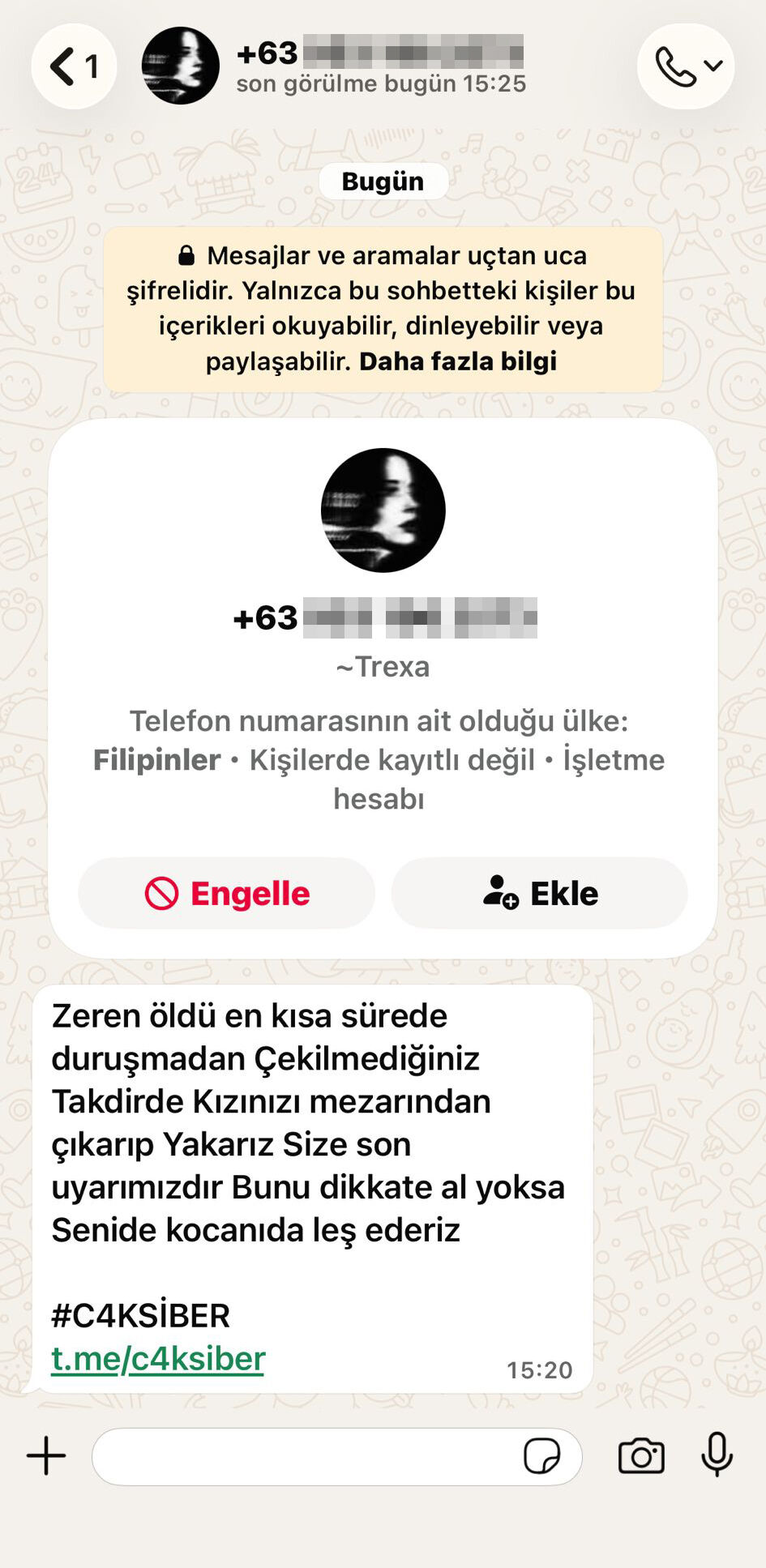 Zeren Ertaş'ın ailesine çirkin mesaj! “Kızınızı mezardan çıkarıp yakarız”