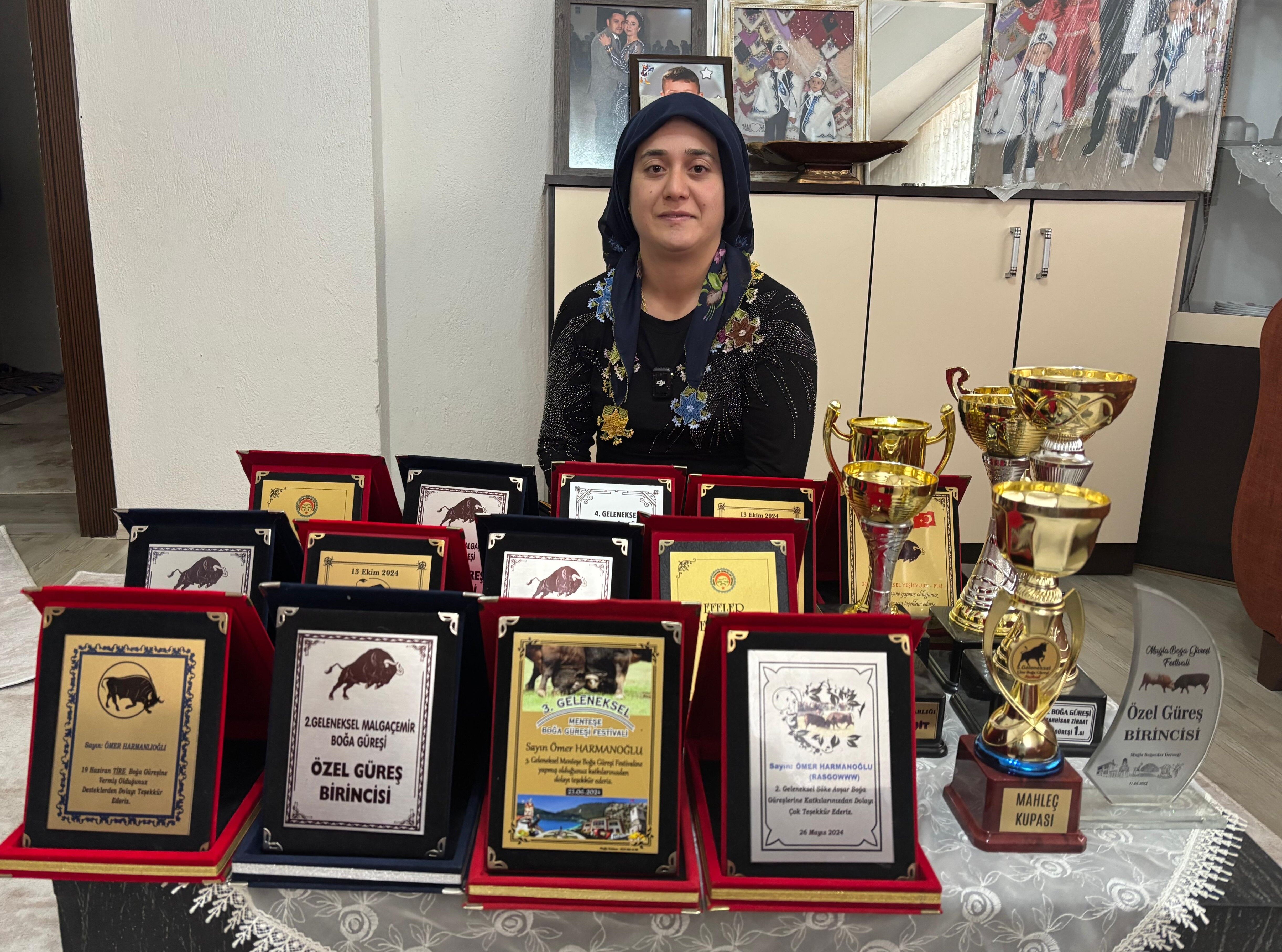 Aydınlı kadının şampiyon boğa gururu
