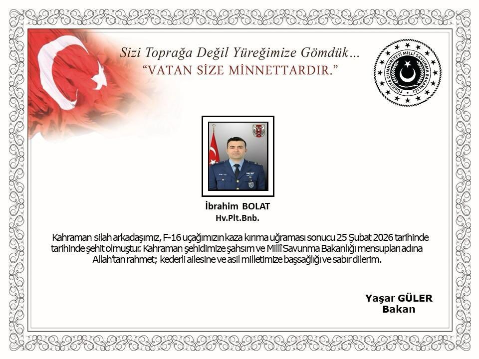 Kaza kırıma uğrayan F-16 uçağı düştü: Pilot şehit oldu
