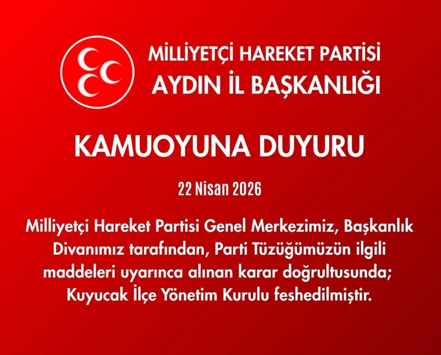Mhp Aydın’dan Açıklama Kuyucak İlçe Yönetimi Feshedildi