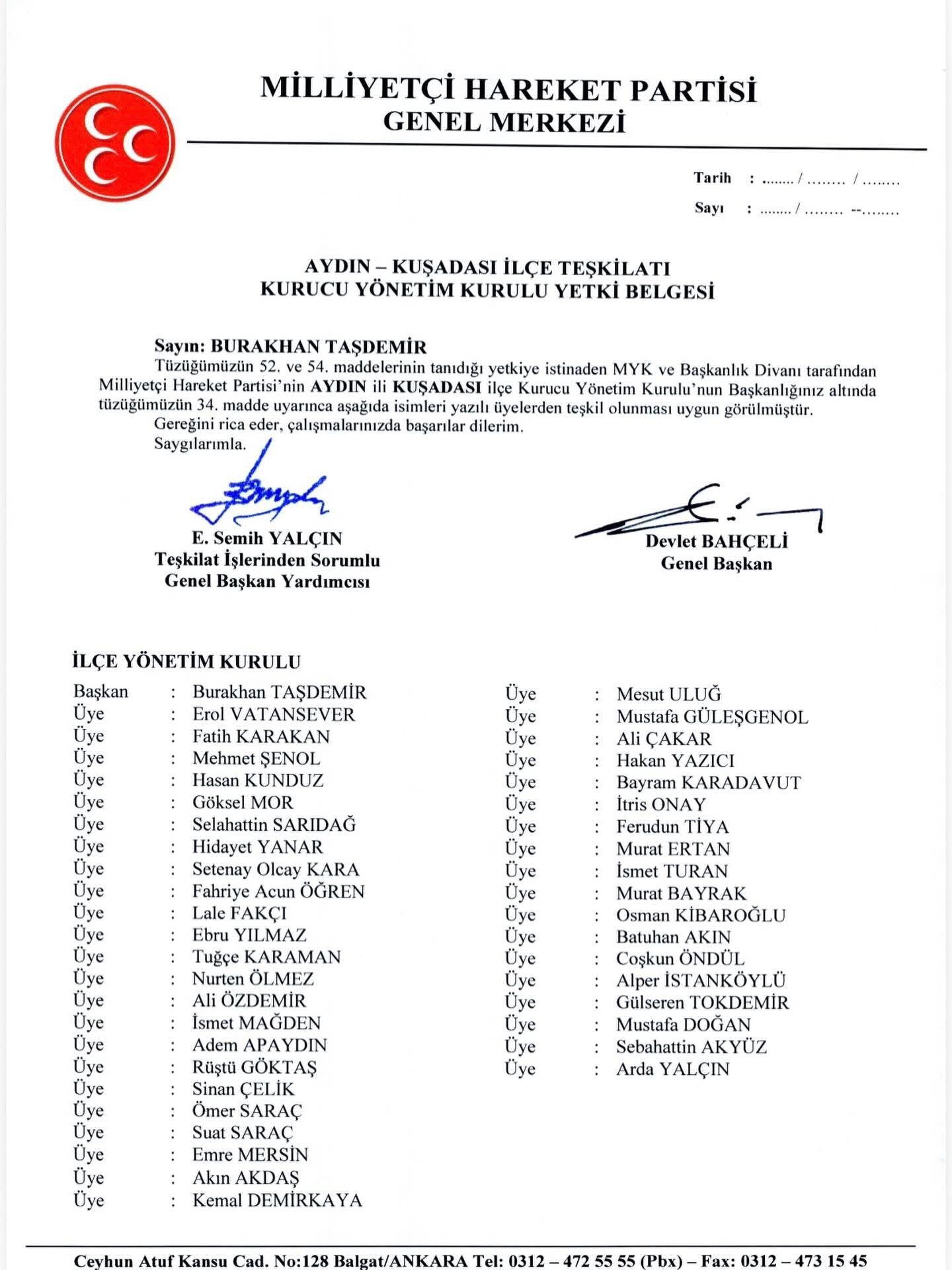 Mhp Kuşadası’nda Yönetim Belli Oldu Taşdemir’in Ekibi Oluştu (1)