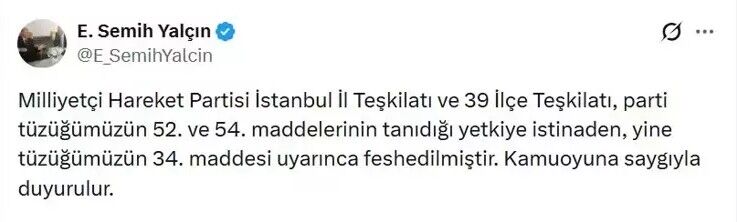 MHP'de büyük deprem! İl ve ilçe teşkilatları feshedildi