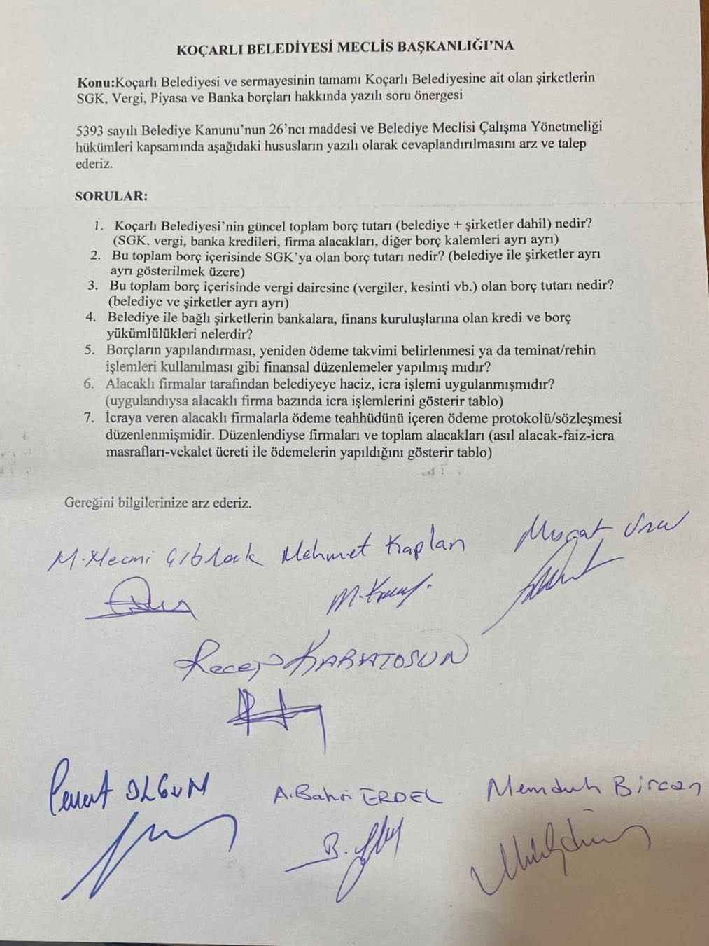 Koçarlı Belediyesi’ne 3 Kritik Soru Önergesi Jpeg (1)