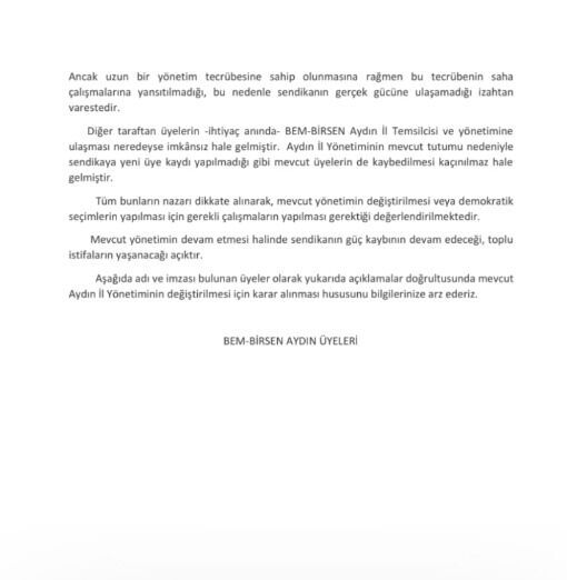 Aydın BEM-BİR-SEN’de isyan var!