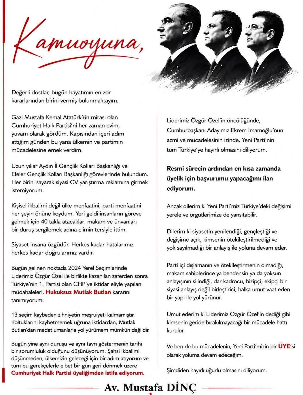 Aydın’da CHP’li bir isim daha istifa etti! YENİ Parti'ye katılacağını açıkladı