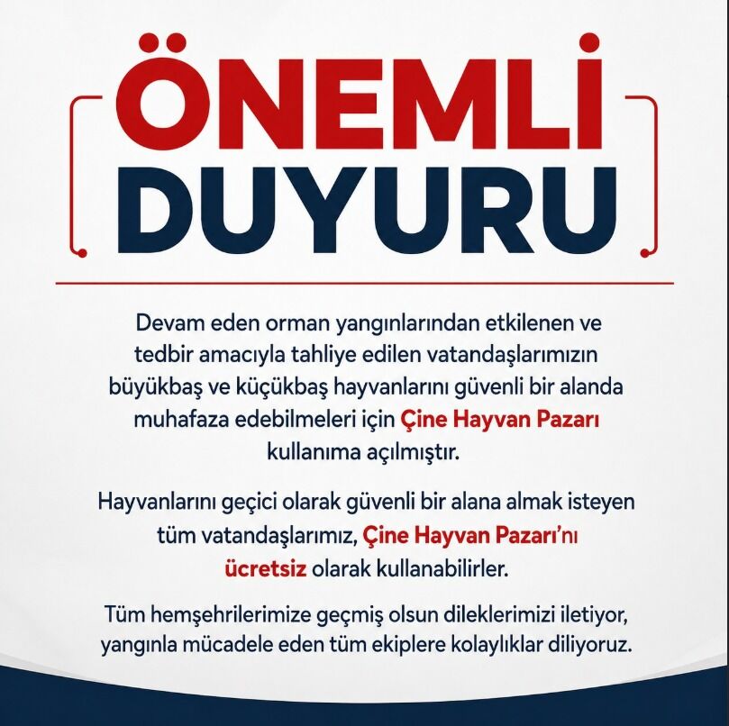 Çine’deki Yangında Tahliye Edilen Hayvanlarla Ilgili Duyuru Hayvan Pazarı Ücretsiz Kullanıma Açıldı (1)