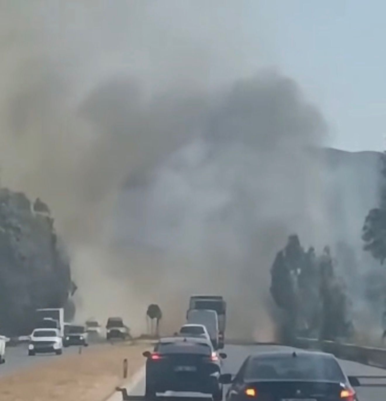 Söke Didim Karayolunda Alevler Trafiği Felç Etti (1)