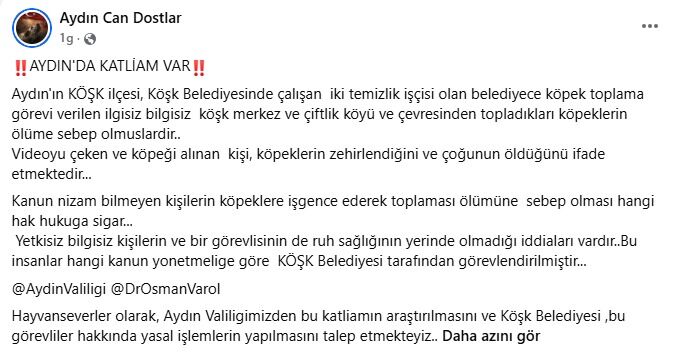 Aydın'daki Hayvansever Dernekten Köşk Belediyesi'ne Tepki (1)