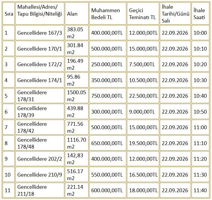 Kuyucak’ta 11 taşınmaz satışa çıkıyor! En düşüğü 250 bin TL