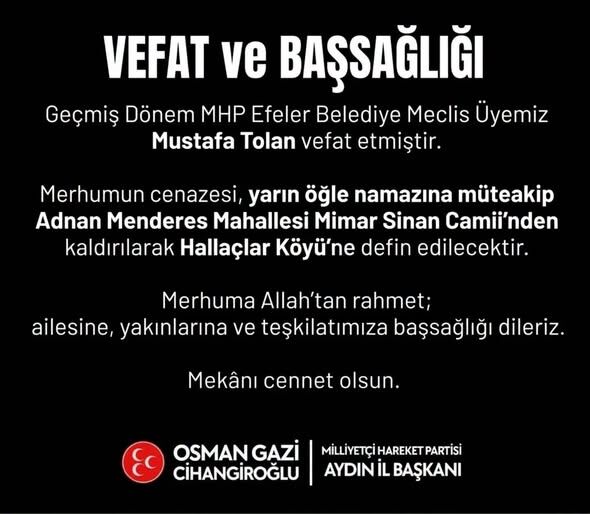 Mhp Aydın Yasta Mustafa Tolan Vefat Etti (2)