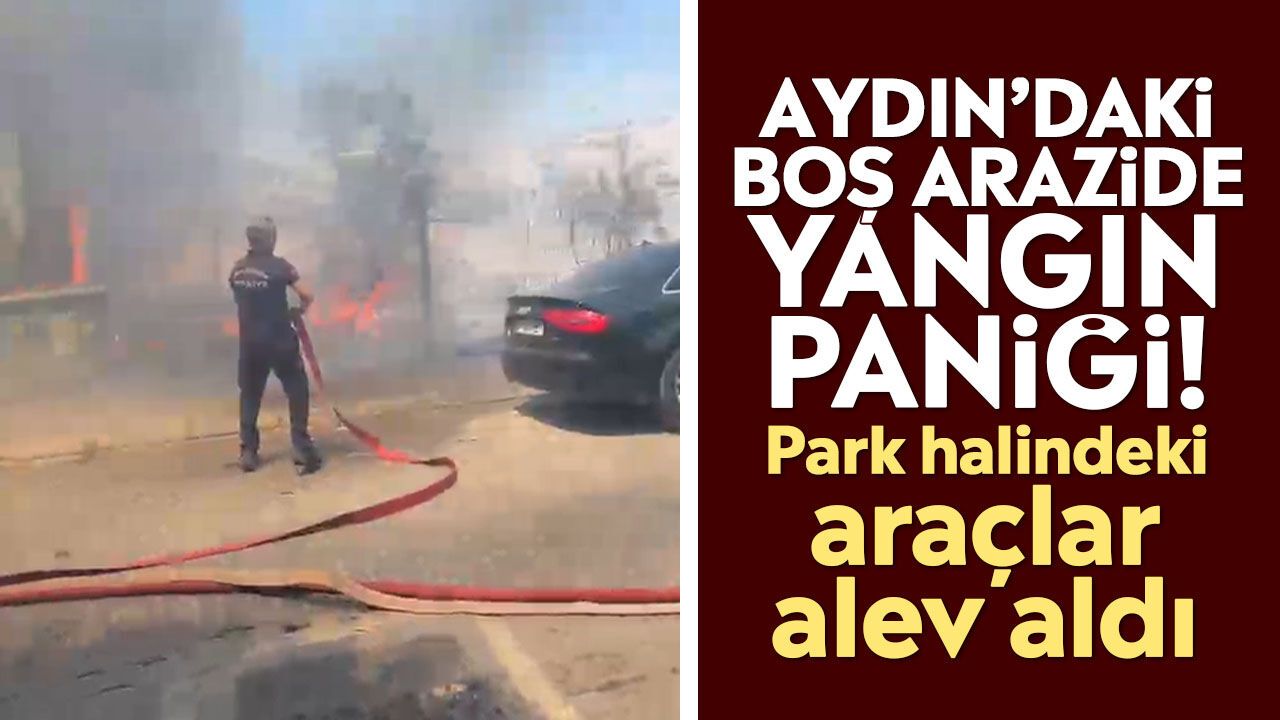 Aydın’daki boş arazide yangın paniği! Park halindeki araçlar alev aldı