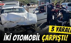 İki otomobil çarpıştı! 3 kişi yaralandı