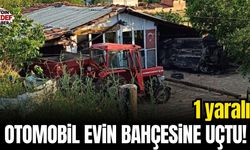 Otomobil evin bahçesine uçtu