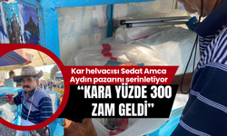Kar helvacısı Sedat Amca Aydın pazarını serinletiyor