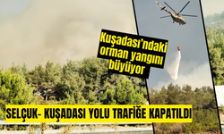 Orman yangını iyice tehdit ediyor: Kuşadası - Selçuk yolu trafiğe kapatıldı!