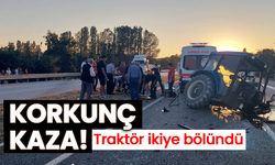 Korkunç kaza! Traktör ikiye bölündü