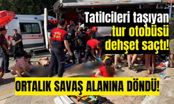 Tatilcileri taşıyan tur otobüsü dehşet saçtı! Ortalık savaş alanına döndü!