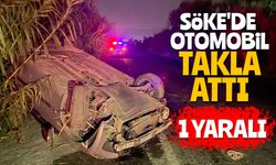 Söke'de otomobil takla attı