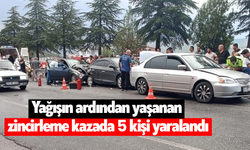 Yağışın ardından yaşanan zincirleme kazada 5 kişi yaralandı