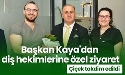 Başkan Kaya'dan diş hekimlerine özel ziyaret! Çiçek takdim edildi