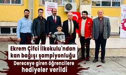 Ekrem Çifci İlkokulu'ndan kan bağışı şampiyonluğu! Dereceye giren öğrencilere hediyeler verildi