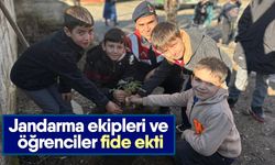 Jandarma ekipleri ve öğrenciler fide ekti