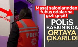 Masaj salonlarından fuhuş odalarına gizli geçit! Polis baskınında ortaya çıkarıldı