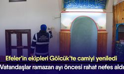 Efeler’in ekipleri Gölcük’te camiyi yeniledi! Vatandaşlar ramazan ayı öncesi rahat nefes aldı