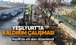 Nazilli'de atıl alan düzenlendi! Yeşilyurt'ta kaldırım çalışması