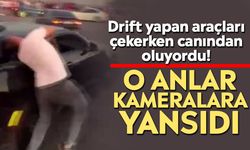 Drift yapan araçları çekerken canından oluyordu! O anlar kameralara yansıdı