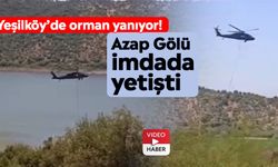 Yeşilköy’de orman yanıyor! Azap Gölü imdada yetişti