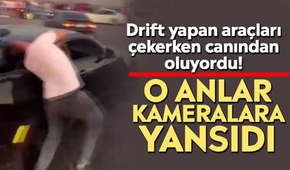 Drift yapan araçları çekerken canından oluyordu! O anlar kameralara yansıdı
